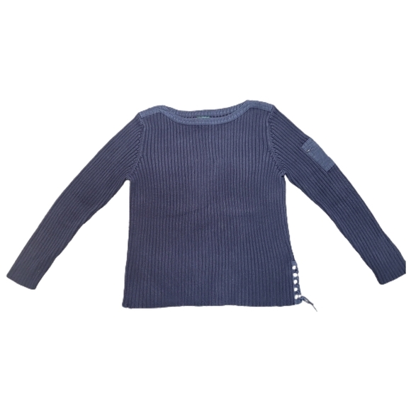 VTG Lauren Ralph Lauren SZ Large Boat Neck Sweater Nautical Anchor 100% Cotton - Picture 1 of 9